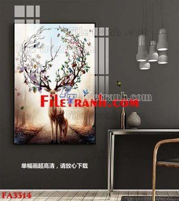 File tranh trang trí File gốc in bộ tranh decor treo tráng gương canvas FA3314 (file gốc)