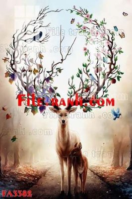 File gốc File gốc in bộ tranh decor treo tráng gương canvas FA3382 (in lụa) tranh mã đáo