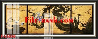 File tranh File gốc in bộ tranh decor treo tráng gương canvas FA3858 (bản gốc) in lụa 3D