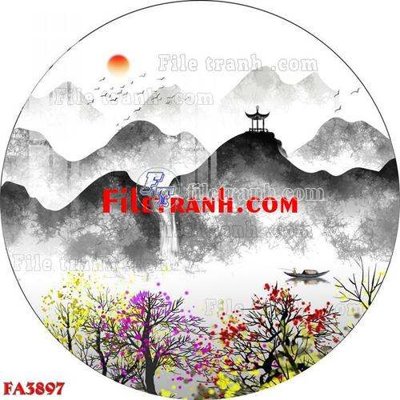 File gốc File gốc in bộ tranh decor treo tráng gương canvas FA3897 (in lụa) tranh phong thủy