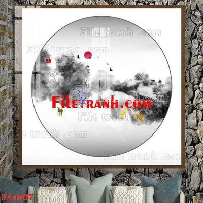 File gốc File gốc in bộ tranh decor treo tráng gương canvas FA4437 (in lụa) tranh phong thủy
