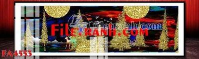 Download file gốc File gốc in bộ tranh decor treo tráng gương canvas FA4553 (in lụa) hoa lá