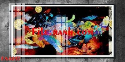 Download file gốc File gốc in bộ tranh decor treo tráng gương canvas FA4657 (in lụa) hoa lá