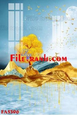 File tranh File gốc in bộ tranh decor treo tráng gương canvas FA5396 (gốc) in trên kính