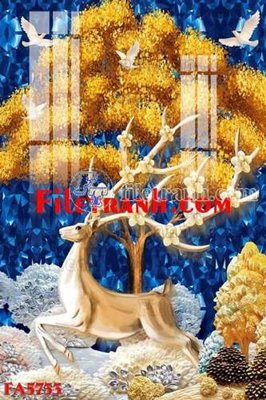 File in trần File gốc in bộ tranh decor treo tráng gương canvas FA5733 (file gốc) hoa văn 3D