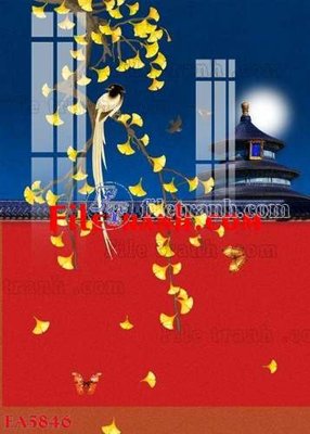 File gốc File gốc in bộ tranh decor treo tráng gương canvas FA5846 (in lụa) tranh phong thủy