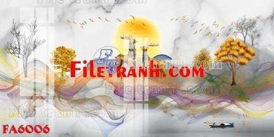 File in trần File gốc in bộ tranh decor treo tráng gương canvas FA6006 (file gốc) hoa văn 3D