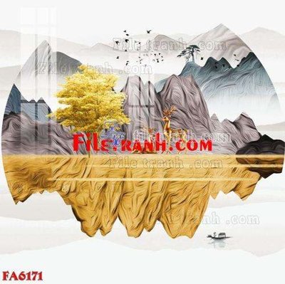 File tranh File gốc in bộ tranh decor treo tráng gương canvas FA6171 (bản gốc) in lụa 3D
