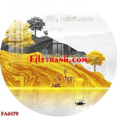 File gốc File gốc in bộ tranh decor treo tráng gương canvas FA6179 (in lụa) tranh mã đáo