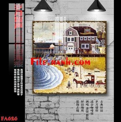 File gốc File gốc in bộ tranh decor treo tráng gương canvas FA626 (in lụa) trang trí tường
