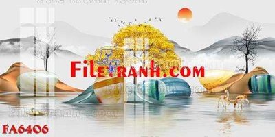 File in trần File gốc in bộ tranh decor treo tráng gương canvas FA6406 (bản gốc) hoa văn