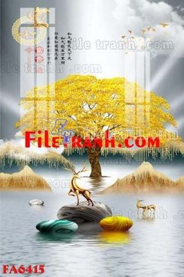 Tải file gốc in lụa File gốc in bộ tranh decor treo tráng gương canvas FA6415 siêu nét