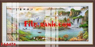 File gốc File gốc in bộ tranh decor treo tráng gương canvas FA6474 (bản quyền) cho in ấn