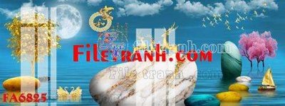 Download file gốc File gốc in bộ tranh decor treo tráng gương canvas FA6825 (in lụa) tranh 3D