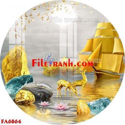 File in ấn File gốc in bộ tranh decor treo tráng gương canvas FA6864 (bản gốc) chất lượng cao