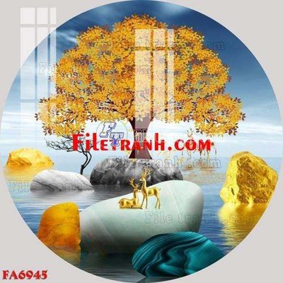 File tranh File gốc in bộ tranh decor treo tráng gương canvas FA6945 (bản gốc) in lụa dán tường