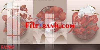 File gốc File gốc in bộ tranh decor treo tráng gương canvas FA780 (in lụa) tranh phong thủy