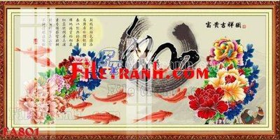 File tranh File gốc in bộ tranh decor treo tráng gương canvas FA801 (bản gốc) in lụa 3D