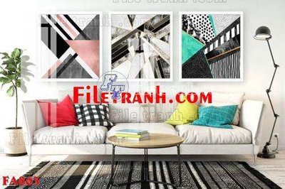 File gốc File gốc in bộ tranh decor treo tráng gương canvas FA863 (in lụa) hoa văn cổ điển
