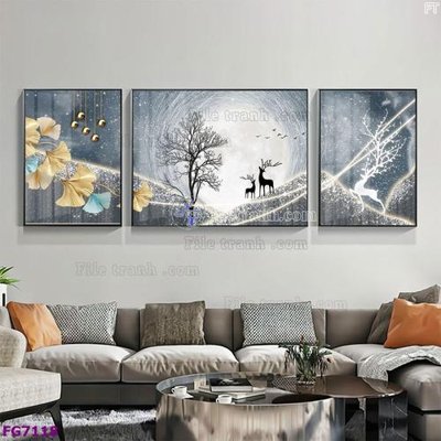 File tranh File bộ tranh tráng gương hiện đại FG7118 (bản gốc) in lụa 3D