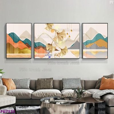 Download file gốc File bộ tranh tráng gương hiện đại FG7122 (in lụa) tranh 3D