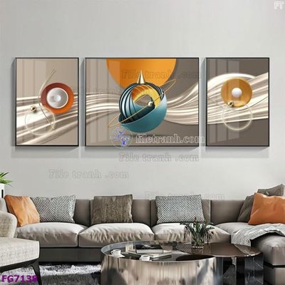 File in trần File bộ tranh tráng gương hiện đại FG7138 (bản gốc) phong cảnh