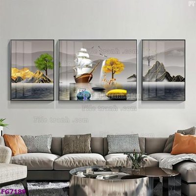 File tranh gốc File bộ tranh tráng gương hiện đại FG7189 (sắc nét từng chi tiết)