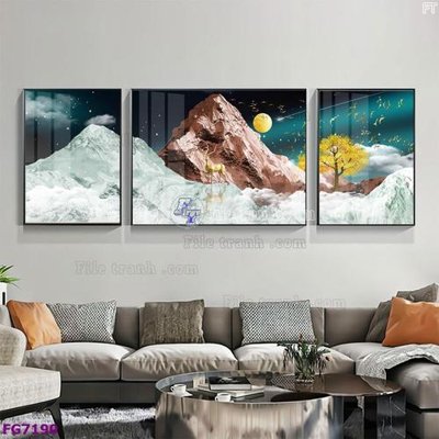 File ảnh File bộ tranh tráng gương hiện đại FG7190 (gốc) in quảng cáo ngoài trời