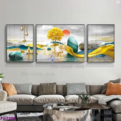 File tranh File bộ tranh tráng gương hiện đại FG7205 (file gốc) chủ đề phong thủy