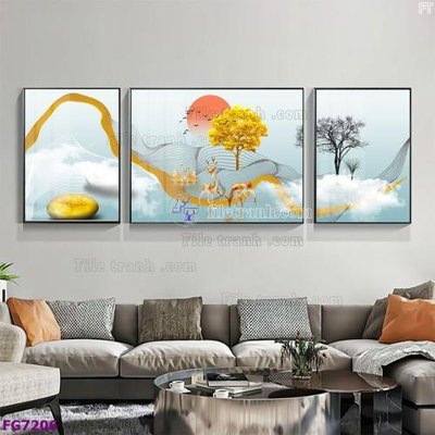 File PSD File bộ tranh tráng gương hiện đại FG7206 (gốc) tách lớp chi tiết