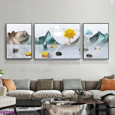 File gốc File bộ tranh tráng gương hiện đại FG7208 (in 3D) nghệ thuật