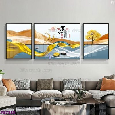 Ảnh gốc file in lụa File bộ tranh tráng gương hiện đại FG7215 chi tiết