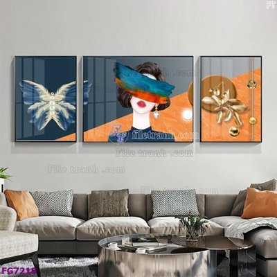 Download file File bộ tranh tráng gương hiện đại FG7218 (gốc) in mica ốp bếp