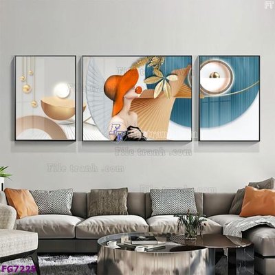 File ảnh File bộ tranh tráng gương hiện đại FG7225 (gốc) cho trang trí nhà hàng