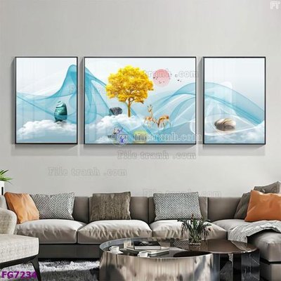 File tranh File bộ tranh tráng gương hiện đại FG7234 (gốc) in trên kính
