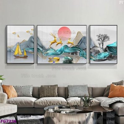 File tranh File bộ tranh tráng gương hiện đại FG7236 (gốc) chủ đề động vật