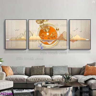 File gốc File bộ tranh tráng gương hiện đại FG7244 (in 3D) nghệ thuật