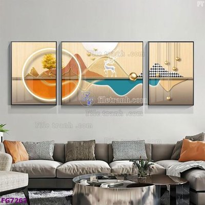 File tranh File bộ tranh tráng gương hiện đại FG7262 (bản gốc) treo quán cafe