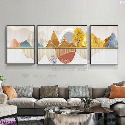 File gốc File bộ tranh tráng gương hiện đại FG7267 (in lụa) tranh thuận buồm