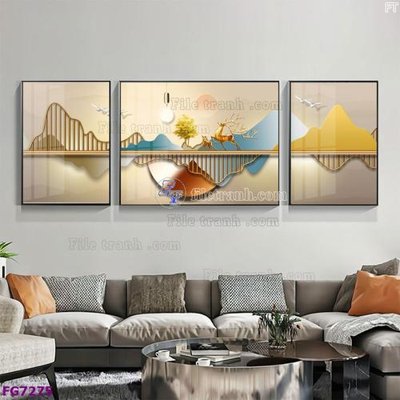 File in lụa File bộ tranh tráng gương hiện đại FG7275 (phong cảnh) File bộ tranh tráng gương hiện đại FG7275