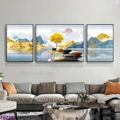 File gốc File bộ tranh tráng gương hiện đại FG7282 (trang trí) cho phòng khách