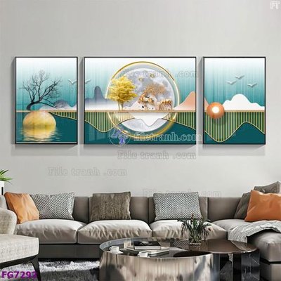 File gốc File bộ tranh tráng gương hiện đại FG7292 (phiên bản chuẩn) để in ấn