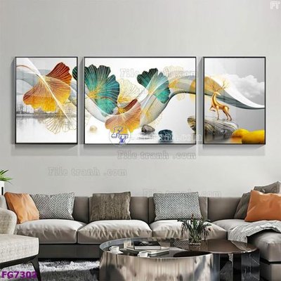 Tải file File bộ tranh tráng gương hiện đại FG7302 (gốc) chủ đề phong thủy