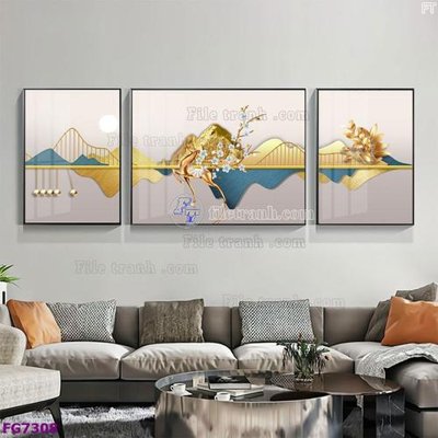 File ảnh File bộ tranh tráng gương hiện đại FG7308 (gốc) in backdrop sự kiện