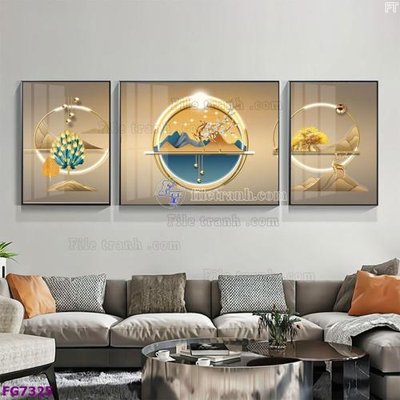 File tranh in trần 3D File bộ tranh tráng gương hiện đại FG7325 (ảnh gốc)