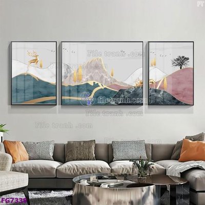 File gốc File bộ tranh tráng gương hiện đại FG7338 (phiên bản chuẩn) để in ấn