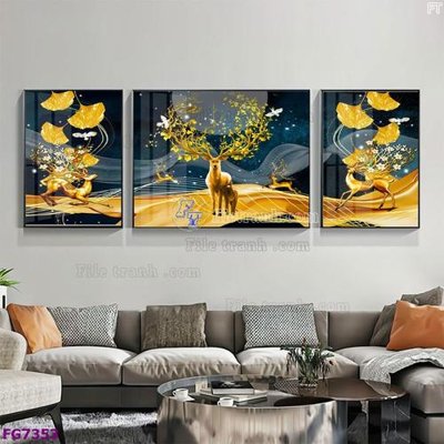 File tranh File bộ tranh tráng gương hiện đại FG7353 (gốc) in trên kính