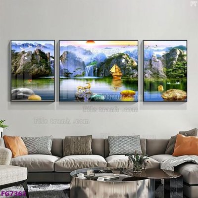 File tranh in trần 3D File bộ tranh tráng gương hiện đại FG7362 (ảnh gốc)