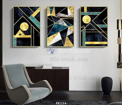 File gốc File tranh hiện đại pha lê gương FK134 (in lụa) họa tiết 3D