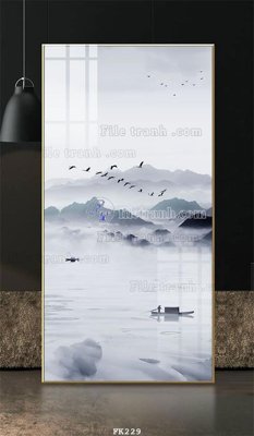 File tranh gốc in trần nhà File tranh hiện đại pha lê gương FK229 3D